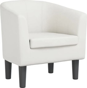 vidaXL Fotoliu tip cuvă, alb, piele ecologică