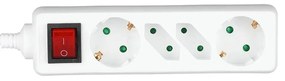 Prelungitor 4 prize 1.5 metri, cablu 3x1.5, cu intrerupator, alb, V-TAC