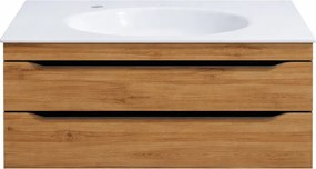 Set dulap baie 101 cm, finisaj stejar cu lavoar inclus din compozit Kolpasan Malaya Stejar natur