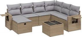 vidaXL Set canapele de grădină, 8 piese, cu perne, bej, poliratan