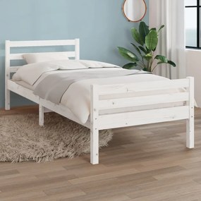 814810 vidaXL Cadru de pat, alb, 100x200 cm, lemn masiv de pin