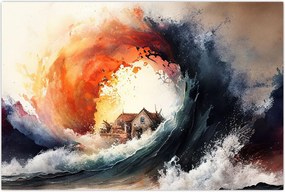 Tablou - În vârtejul potopului, acuarelă (90x60 cm)