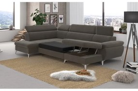 Canapea colțar extensibilă cu spațiu de depozitare CATANIA U stânga maro