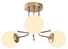 Lustra 3 Becuri Daisy - 146-AV3, Soclu E27, Max. 40W, Culoare Auriu / Alb