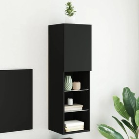 vidaXL Comodă TV cu lumini LED, negru, 30,5x30x102 cm
