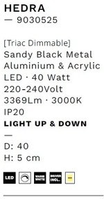 Lustra LED aplicata design modern minimalist HEDRA D-40cm negru