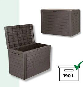 Cutie de depozitare WOODEBOX, 190L, 78x44x55cm, maro închis Prosperplast