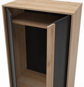 Șifonier negru/în culoare naturală cu aspect de lemn de stejar 90x180x53 cm Dennis – Marckeric