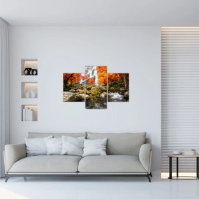 Tablou - Cascade în peisaj de toamnă, portocaliu (90x60 cm)