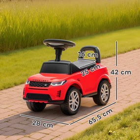 AIYAPLAY Mașinuță pentru Copii cu Licență Land Rover cu Claxon și Spațiu de Depozitare, 65,5x28x42 cm, Roșu | Aosom Romania