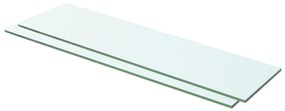 Rafturi, 2 buc., 60 x 12 cm, panouri sticla transparenta 2, 60 x 12 cm