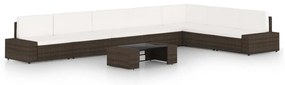 vidaXL Set mobilier de grădină cu perne, 8 piese, maro, poliratan