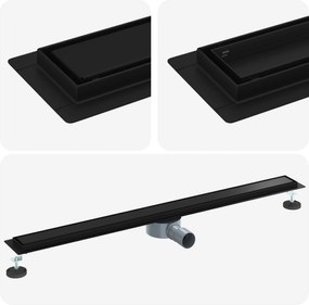 vidaXL Scurgere de duș 2 în 1 cu sifon 360° Negru 100 cm