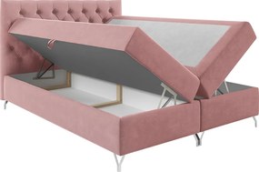 Pat cu boxspring, 120x200, ţesătură roz Velvet, GULIETTE + cadou