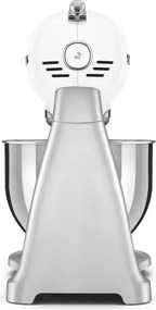 Mixer planetar Smeg SMF04WHEU, 800 W, 4,8 l, 10 viteze, funcție de pornire treptată, picioare antiderapante, alb/inoxidabil