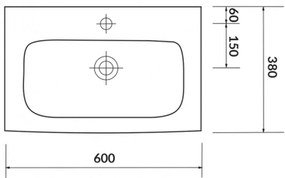 Lavoar baie pentru mobilier alb 60 cm Cersanit Moduo 600x380 mm