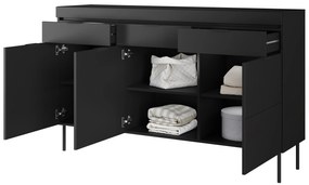 Comodă Sentia 157 cm cu trei uși și trei sertare - negru / negru