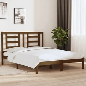 Cadru de pat, maro miere, 160x200 cm, lemn masiv de pin maro miere, 160 x 200 cm