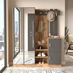 Dulap Hol si Cuier DD8 - AA, 147.2 x 37.5 x 179.7 cm, Atlantic Pine / Antracit