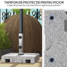 Outsunny Bază Umbrelă 28kg din Granit, Suport cu Maner Extensibil și Roți, 41x41x37.5cm, Gri | Aosom Romania