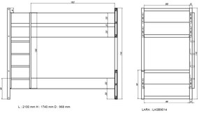 Set Dormitor Lara pentru Copii/Tineri, Alb – Pat Suprapus 90x200 cm, Sertar Pat &amp; Dulap 3 Uși – Vipack