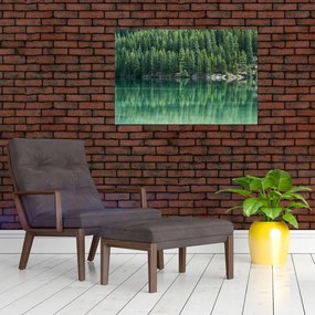 Tablou - Coniferi lângă lac (90x60 cm)