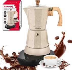 Aparat electric de cafea cubanez Klausberg KB 7999, 500 W, 6 cesti, Element de incalzire incorporat, Supapa de siguranta, Bej