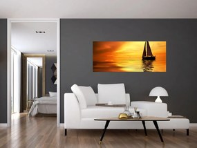Tablou - Sailboat la apus de soare (120x50 cm)