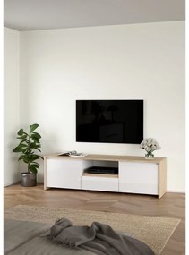 Comodă TV albă-în culoare naturală cu aspect de lemn de stejar 179x52x48 cm Next – Tvilum