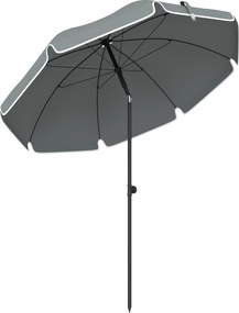 Outsunny Umbrelă de Plajă Inclinabilă cu Ancoră pentru Nisip și Geantă de Transport, Ø150x185 cm, Gri Închis | Aosom Romania