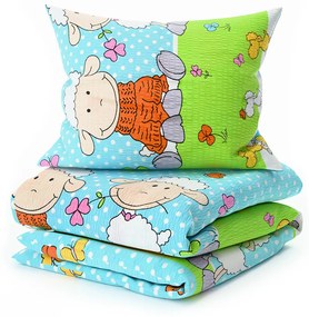 Lenjerie de pat pentru patut OVECKY albastra Dimensiune lenjerie de pat: 45 x 65 cm | 90 x 135 cm