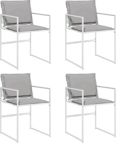 vidaXL Scaune de grădină cu perne, 4 buc., alb, oțel și textilenă