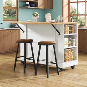 Insulă de bucătărie modernă cu blat reglabil,Alb | Aosom Romania