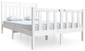 Cadru de pat, alb, 140x200 cm, lemn masiv Alb, 140 x 200 cm