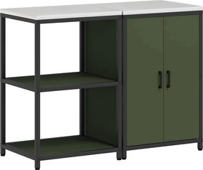 vidaXL Set de depozitare pentru bucătărie cu raft 2 pcs Verde măsliniu