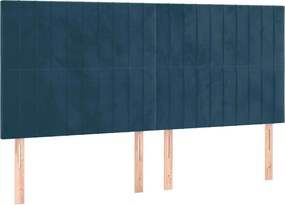 vidaXL Tăblie de pat albastru închis 180x5x118/128 cm catifea