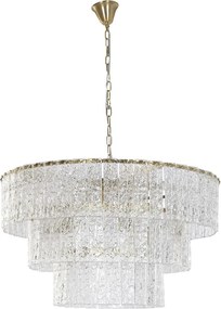 Candelabru din sticlă și metal, transparent și auriu, cu 10 brațe, 40 x 80 cm, „Chantilly”