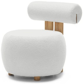 Fotoliu design alb HANNA, stejar