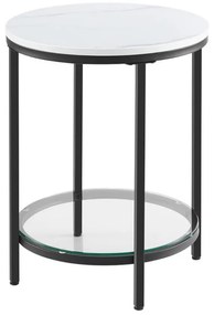 Măsuță ERIC cu design de marmură, 45x55cm, negru/alb Vasagle