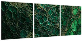 Tablou - Imagine microscopică verde (cu ceas) (90x30 cm)