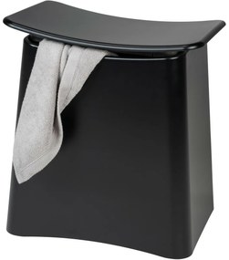 Wenko Scaun de baie cu spațiu pentru rufe Wing,negru, 45 × 33 × 48 cm