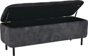 Bancheta cu spatiu de depozitare Catifea Gri, EN VOGUE 120cm