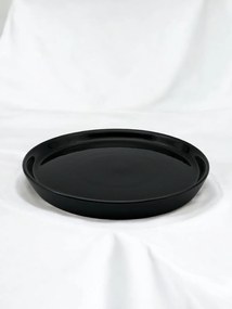 Farfurie Vulcano Mare 25cm Gresie Ceramica ( Negru lucios interior, Negru mat exterior)