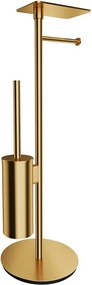 Suport hartie freestanding Omnires Modern Project cu spatiu pentru perie si raft finisaj auriu periat