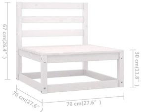 Set mobilier gradina cu perne, 7 piese, alb, lemn masiv de pin Alb, 1, Da