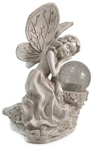 Decoratiune gradina, polirasina, lampa solara, inger, 12x15x22 cm