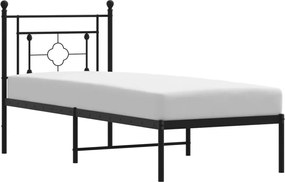 vidaXL Cadru de pat metalic cu tăblie, negru, 75x190 cm