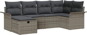 vidaXL Set de canapele pentru grădină cu pernă 6 pcs Gri poliratan