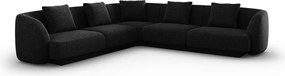 Coltar reversibil 5 locuri, Tulum, Cosmopolitan Design, 255x255x70 cm, tesatura chenille, negru