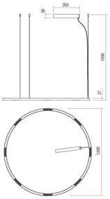 Lustră LED pe cablu UNION Redo 01-2209 LED/68W/230V 3000K d. 120 cm auriu